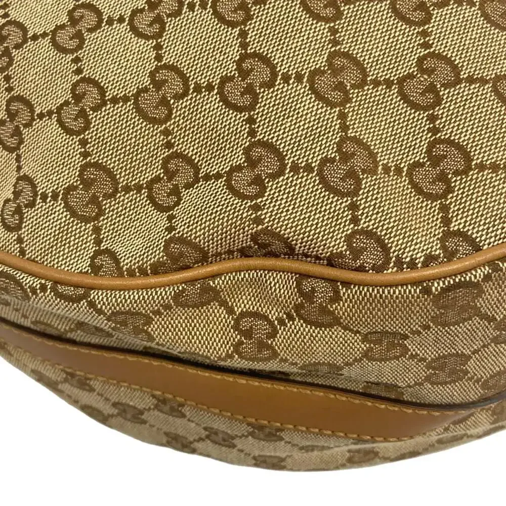 Gucci GG Twins Shoulder Bag 232945 Beige Dark Brown Jacquard Leather